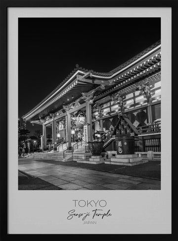 Sensoji Temple Night | Poster - Black Metal Frame Interior