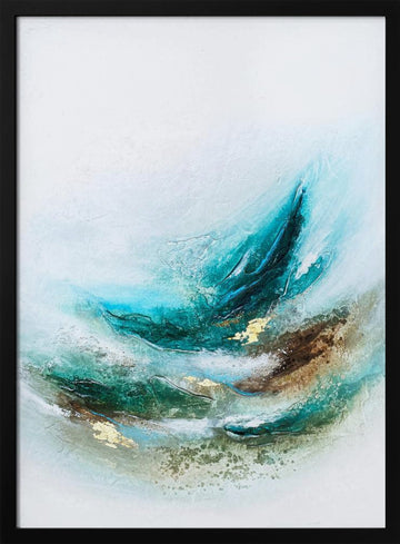 Fluid Teal Gold | Poster - Black Metal Frame Interior