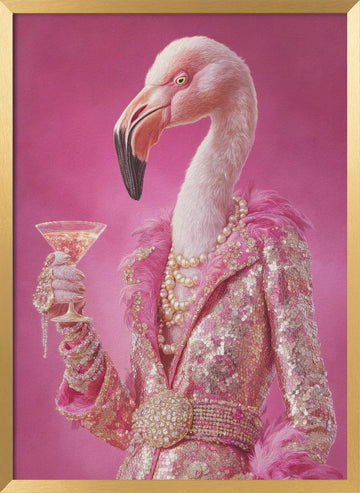 Glamorous Pink Flamingo | Poster - Gold Frame Interior