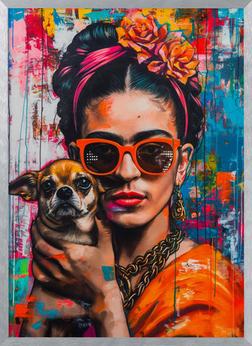Colorful Pop Art Woman | Poster - Silver Frame Interior