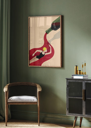 Red Wine Swimmer | Poster - Room Interior 2