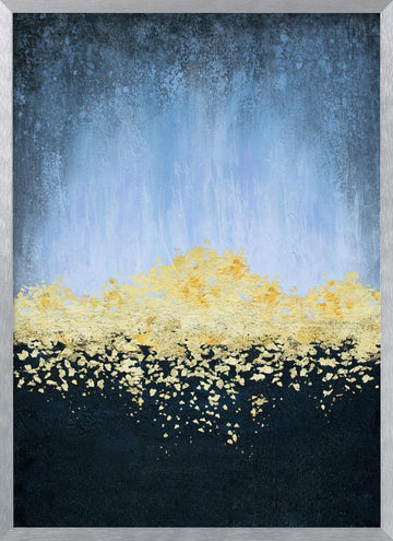 Golden Horizon Abstract | Poster - Silver Frame Interior