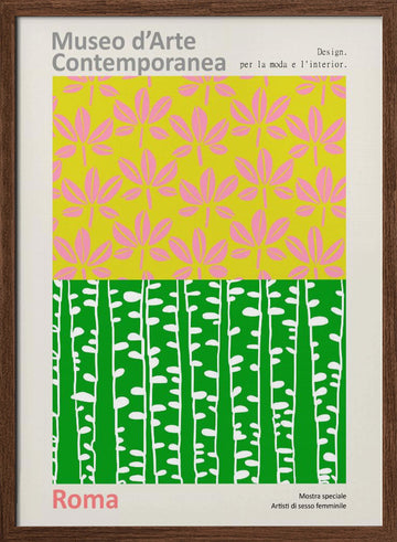 Pink Leaves Green Trees | Poster - Walnut Frame Interior