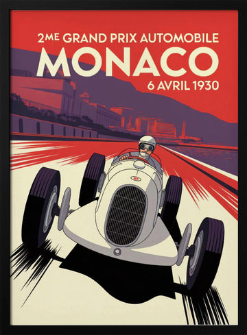 Monaco Grand Prix Racer | Poster - Black Metal Frame Interior