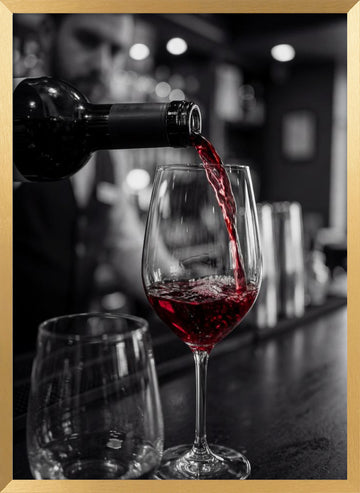 Red Wine Bar Pour | Poster - Gold Frame Interior