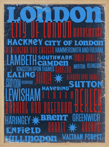 London City Typography | Poster - Wood Frame Interior