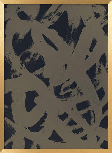 Abstract Brush Strokes 399Y | Poster - Gold Frame Interior