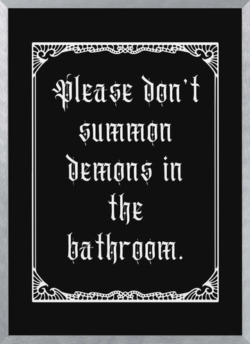 Gothic Bathroom Demons | Poster - Silver Frame Interior