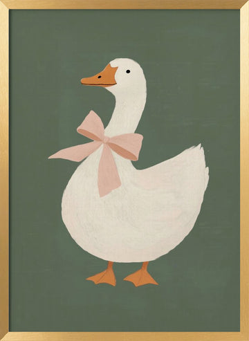 Pink Bow Goose | Poster - Gold Frame Interior