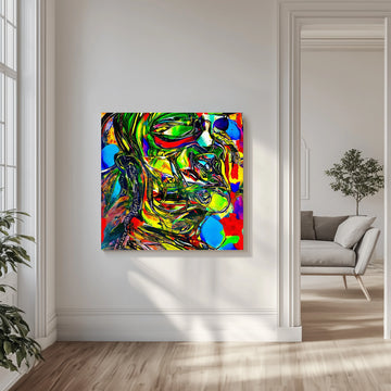 Vibrant Abstract Face | Canvas - Room Interior 1