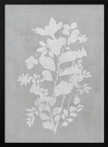 White Floral Silhouette | Poster - Black Metal Frame Interior