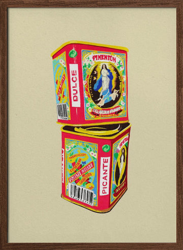 Spanish Paprika Cans | Poster - Walnut Frame Interior