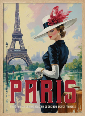 Vintage Paris Glamour | Poster - Wood Frame Interior