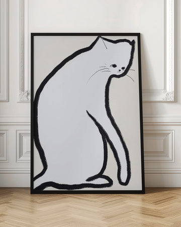 Pensive White Cat | Poster - Room Interior 1