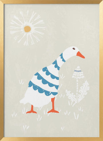Cute Goose Daisy | Poster - Gold Frame Interior