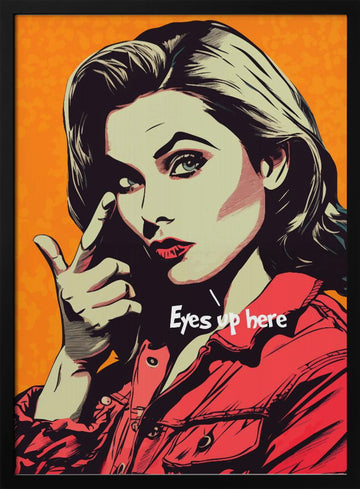 Pop Art Woman Pointing | Poster - Black Metal Frame Interior