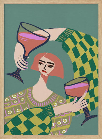 Modern Wine Gathering | Poster - Wood Frame Interior