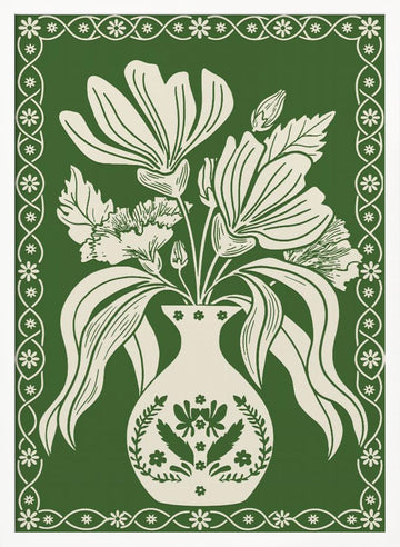 Elegant Floral Vase | Poster - White Frame Interior