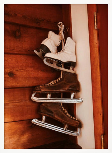 Rustic Ice Skates Display | Poster - White Frame Interior
