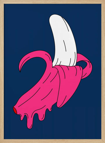 Dripping Pink Banana | Poster - Wood Frame Interior