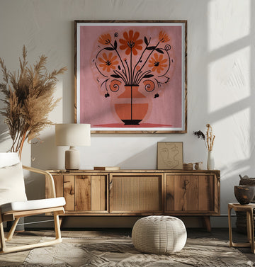 Vibrant Folk Art Bouquet | Poster - Room Interior 2
