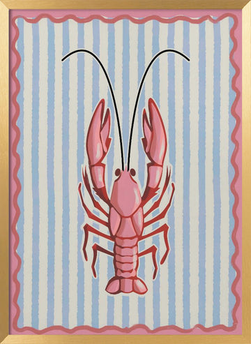 Coastal Pink Lobster | Poster - Gold Frame Interior