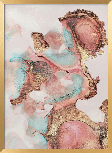 Liquid Gold and Teal | Poster - Gold Frame Interior