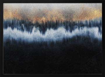 Golden Horizon Abstract | Poster - Black Metal Frame Interior