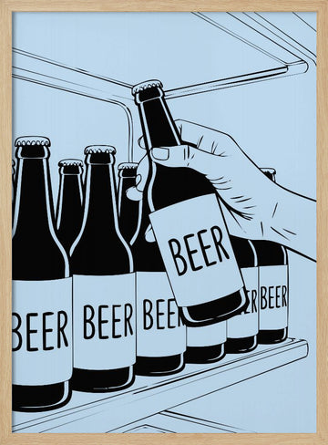 Cold Beer Grab | Poster - Wood Frame Interior