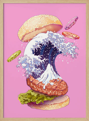 Dynamic Wave Burger | Poster - Wood Frame Interior