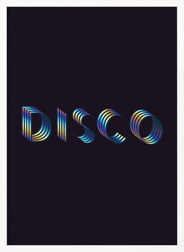 Holographic Disco Typography | Poster - White Frame Interior