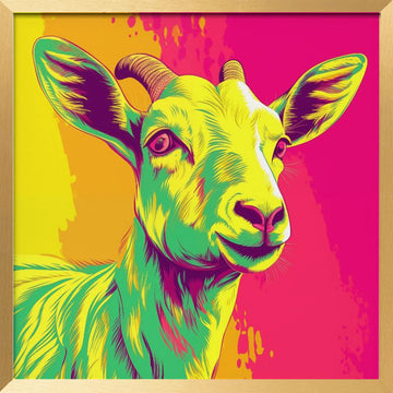 Colorful Smiling Goat | Poster - Gold Frame Interior
