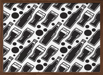 Monochrome Beer Pattern | Poster - Walnut Frame Interior