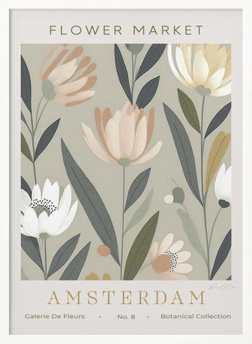 Soft Pastel Florals | Poster - White Frame Interior