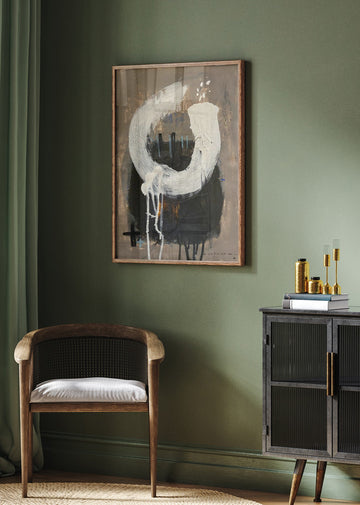 Expressive White Strokes | Poster - Room Interior 2