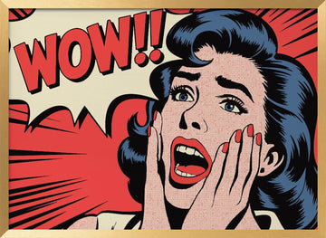 Wow Pop Art Reaction | Poster - Gold Frame Interior