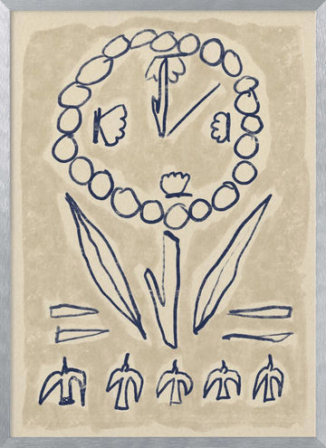 Folk Art Flower Symbols | Poster - Silver Frame Interior