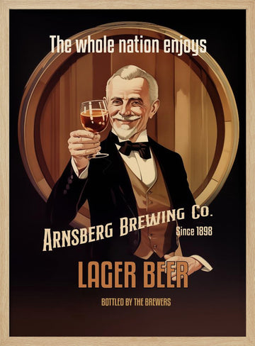Gentleman Toasting Lager Beer | Poster - Wood Frame Interior
