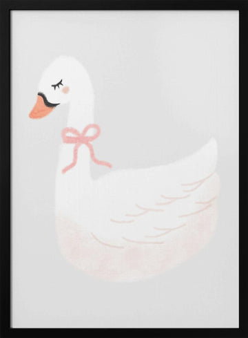 Cute Swan with Bow | Poster - Black Metal Frame Interior