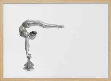 Silver Gymnast Handstand | Poster - Wood Frame Interior