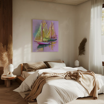 Colorful Sailboat Reflections | Canvas - Room Interior 2