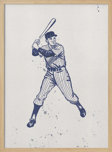 Classic Baseball Batter | Poster - Wood Frame Interior