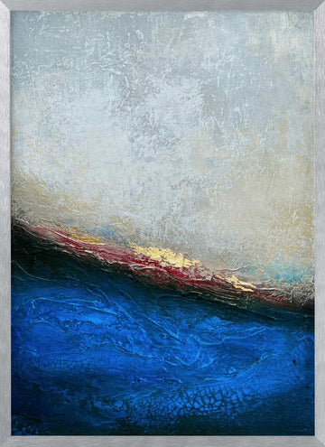 Golden Horizon Abstract | Poster - Silver Frame Interior