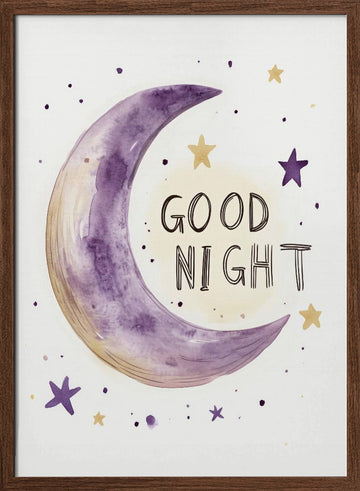 Moonlit Slumber | Poster - Walnut Frame Interior