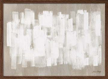 White On Beige Abstrct | Poster - Walnut Frame Interior