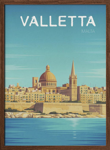 Valletta Grand Harbor View | Poster - Walnut Frame Interior