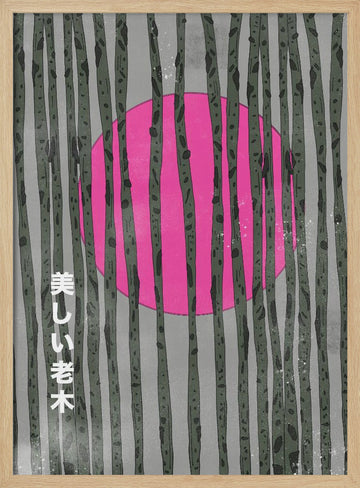 Japanese Pink Bamboo Forest | Poster - Wood Frame Interior