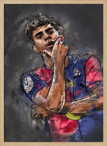 Thoughtful Soccer Player | Poster - Wood Frame Interior