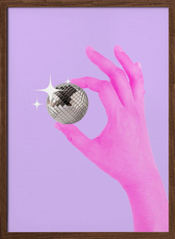 Pink Glow Sphere | Poster - Walnut Frame Interior