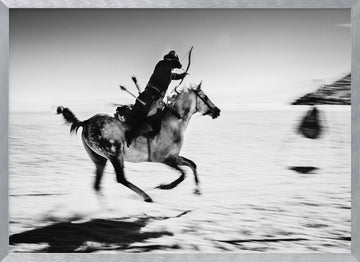 Galloping Mounted Archer | Poster - Silver Frame Interior